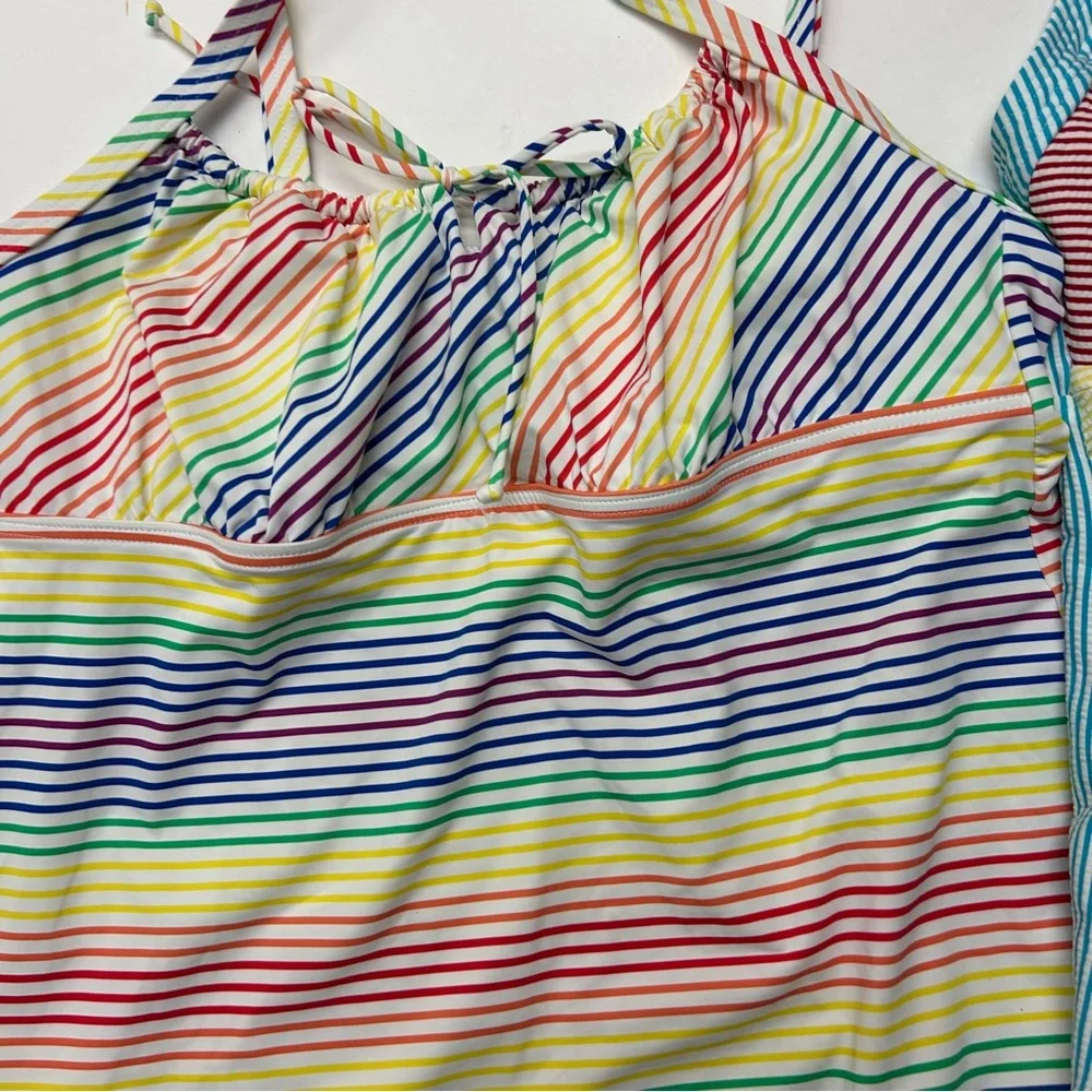 Lands' End Women's Multicolor Striped One-Piece Tankini Tops
